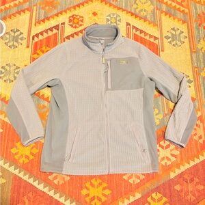 LL BEAN MENS MOUNTAIN CLASSIC WINDPROOF GRID PATTERN JACKET, SIZE LARGE TALLGREY